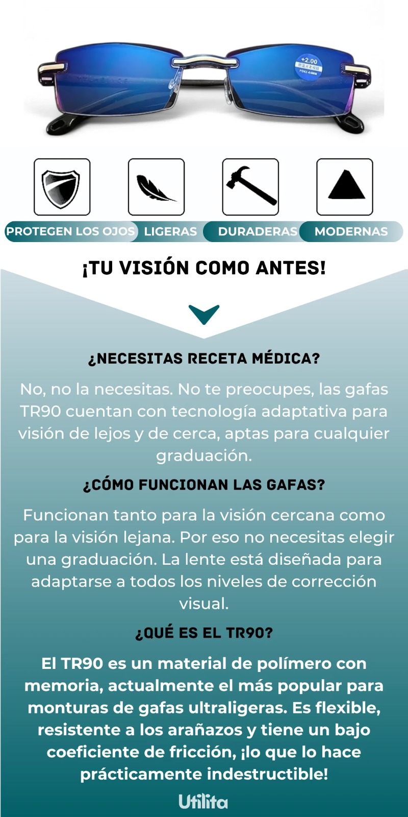Características lentes TR90